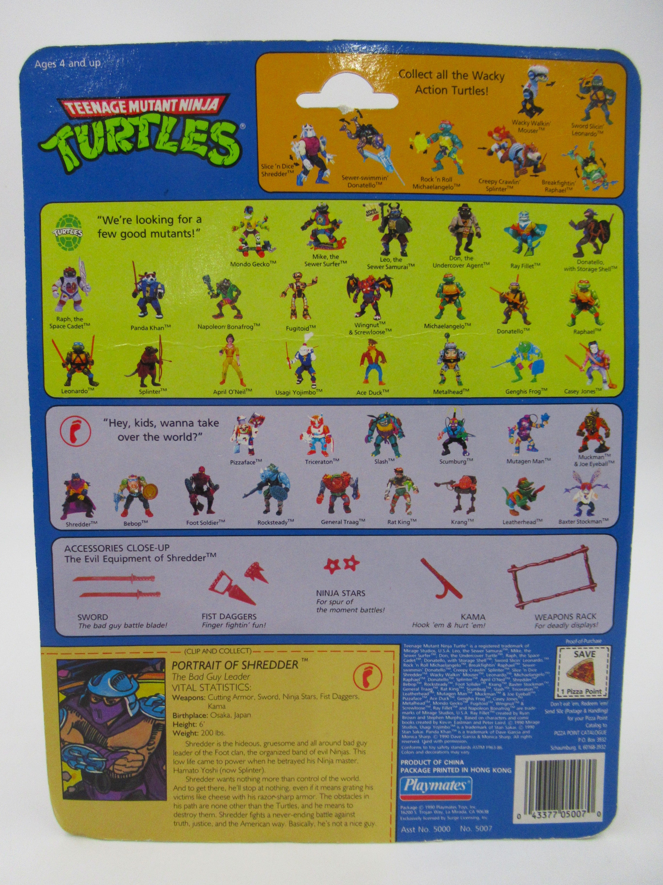 Teenage Mutant Ninja Turtles Shredder 4.5" Figure TMNTs - Playmates (1990)